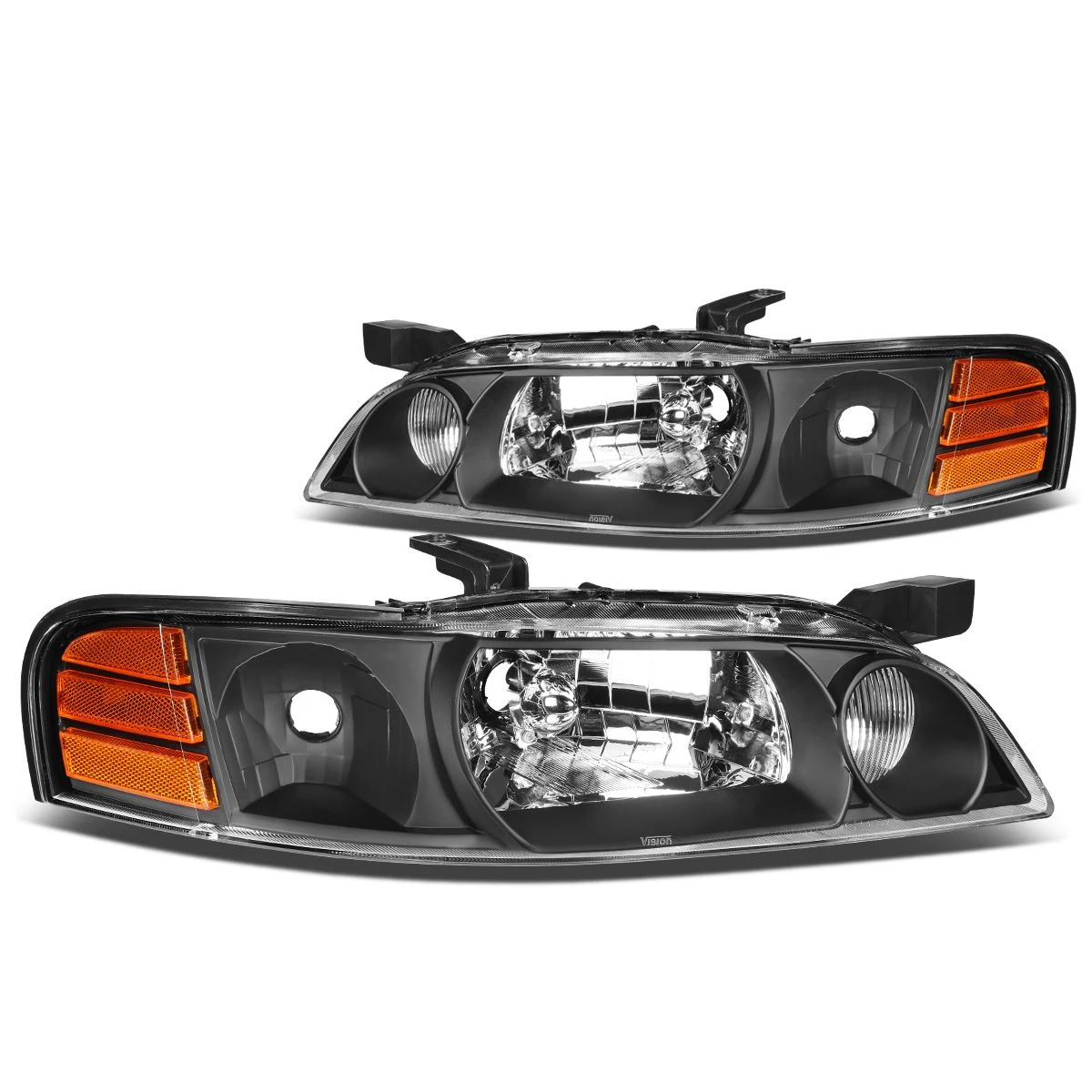 00-01 Nissan Altima Factory Style Replacement Headlights - Black / Amber 2 00-01 Nissan Altima Factory Style Replacement Headlights - Black / Amber - Image 2