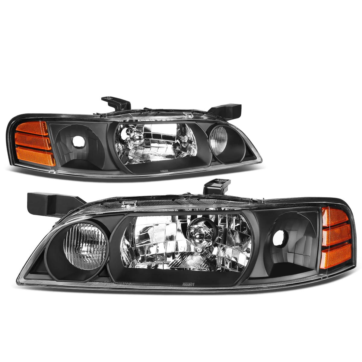 00-01 Nissan Altima Factory Style Replacement Headlights - Black / Amber 3 00-01 Nissan Altima Factory Style Replacement Headlights - Black / Amber - Image 3