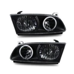 00-01 Toyota Camry Angel Eye Halo Crystal Headlights - Black
