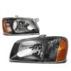 00-02 Hyundai Accent Headlight Assembly (Driver & Passenger Side) - Black Amber