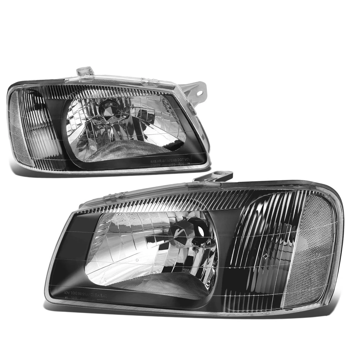 00-02 Hyundai Accent Headlight Assembly (Driver & Passenger Side) - Black Clear 1 00-02 Hyundai Accent Headlight Assembly (Driver & Passenger Side) - Black Clear