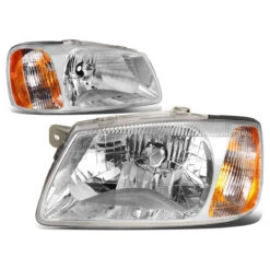 00-02 Hyundai Accent Headlight Assembly (Driver & Passenger Side) - Chrome Amber -High-Efficiency Car Light Store 00 02 hyundai accent headlight assembly driver passenger side chrome amber 102