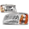 00-02 Hyundai Accent Headlight Assembly (Driver & Passenger Side) - Chrome Amber