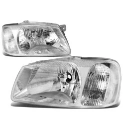 00-02 Hyundai Accent Headlight Assembly (Driver & Passenger Side) - Chrome Clear
