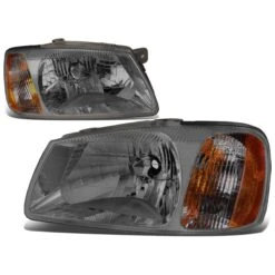 00-02 Hyundai Accent Headlight Assembly (Driver & Passenger Side) - Smoked Amber