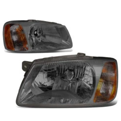 00-02 Hyundai Accent Headlight Assembly (Driver & Passenger Side) - Smoked Amber -High-Efficiency Car Light Store 00 02 hyundai accent headlight assembly driver passenger side smoked amber 99