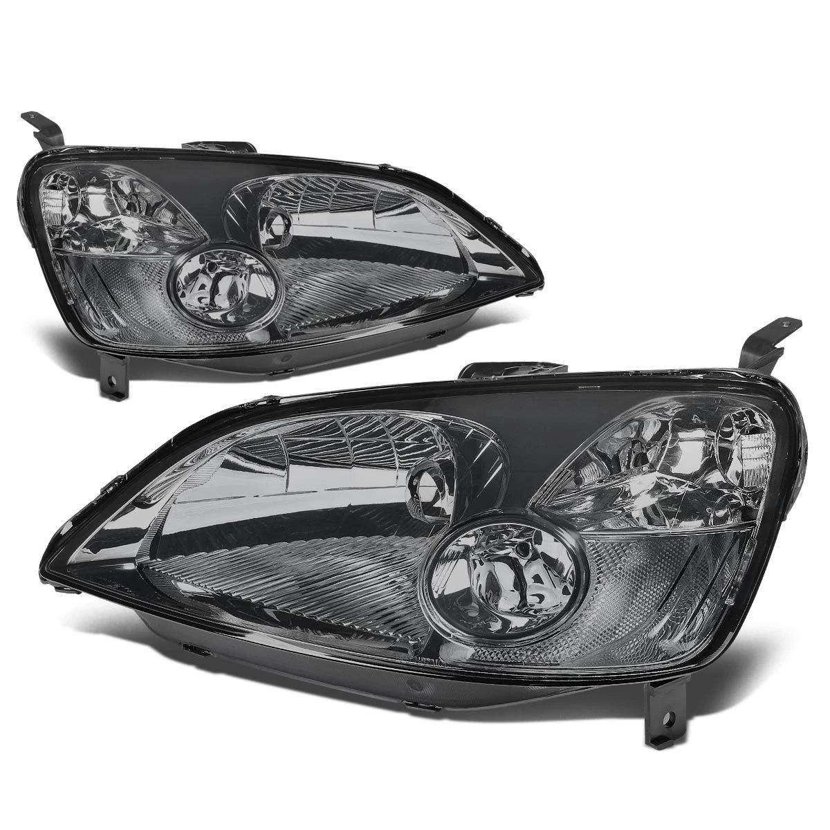 2001-2003 Honda Civic Replacement Crystal Headlights - Smoked 1 2001-2003 Honda Civic Replacement Crystal Headlights - Smoked