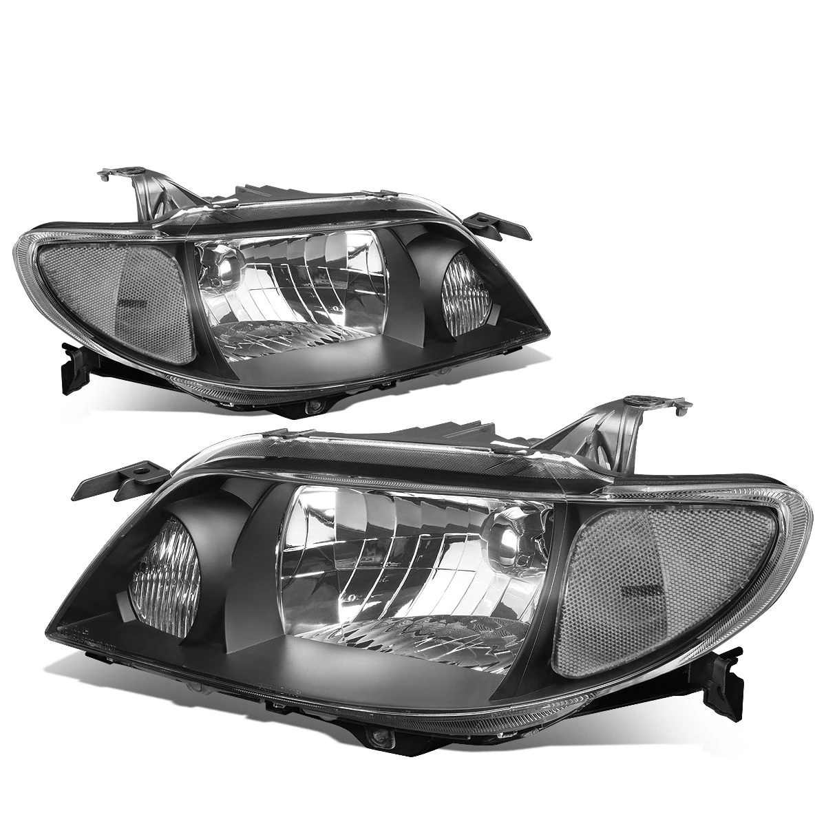 01-03 Mazda Protege Factory Style Replacement Headlights - Black / Clear 1 01-03 Mazda Protege Factory Style Replacement Headlights - Black / Clear
