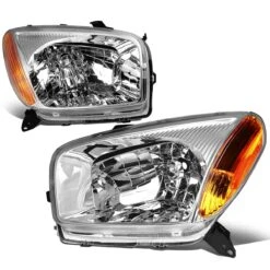 01-03 Toyota RAV4 OE-Style Replacement Headlights - Chrome / Amber