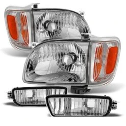 2001-04 Toyota Tacoma 2D/4WD Pickup Chrome Headlight+Amber Signal Set