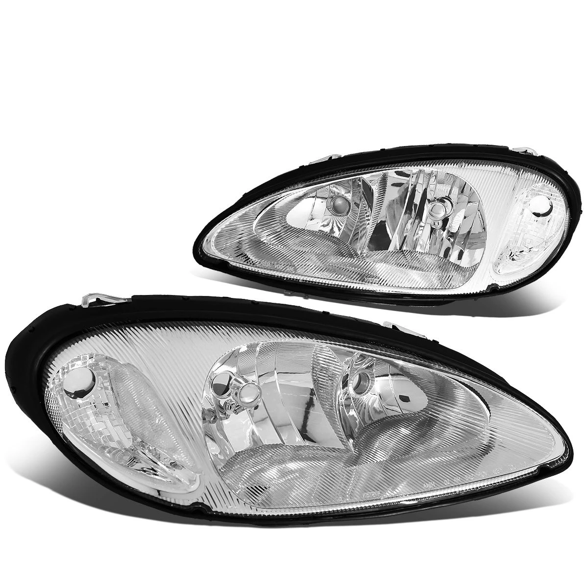 01-05 Chrysler PT Cruiser Headlight Assembly (Driver & Passenger Side) - Chrome Clear 2 01-05 Chrysler PT Cruiser Headlight Assembly (Driver & Passenger Side) - Chrome Clear - Image 2