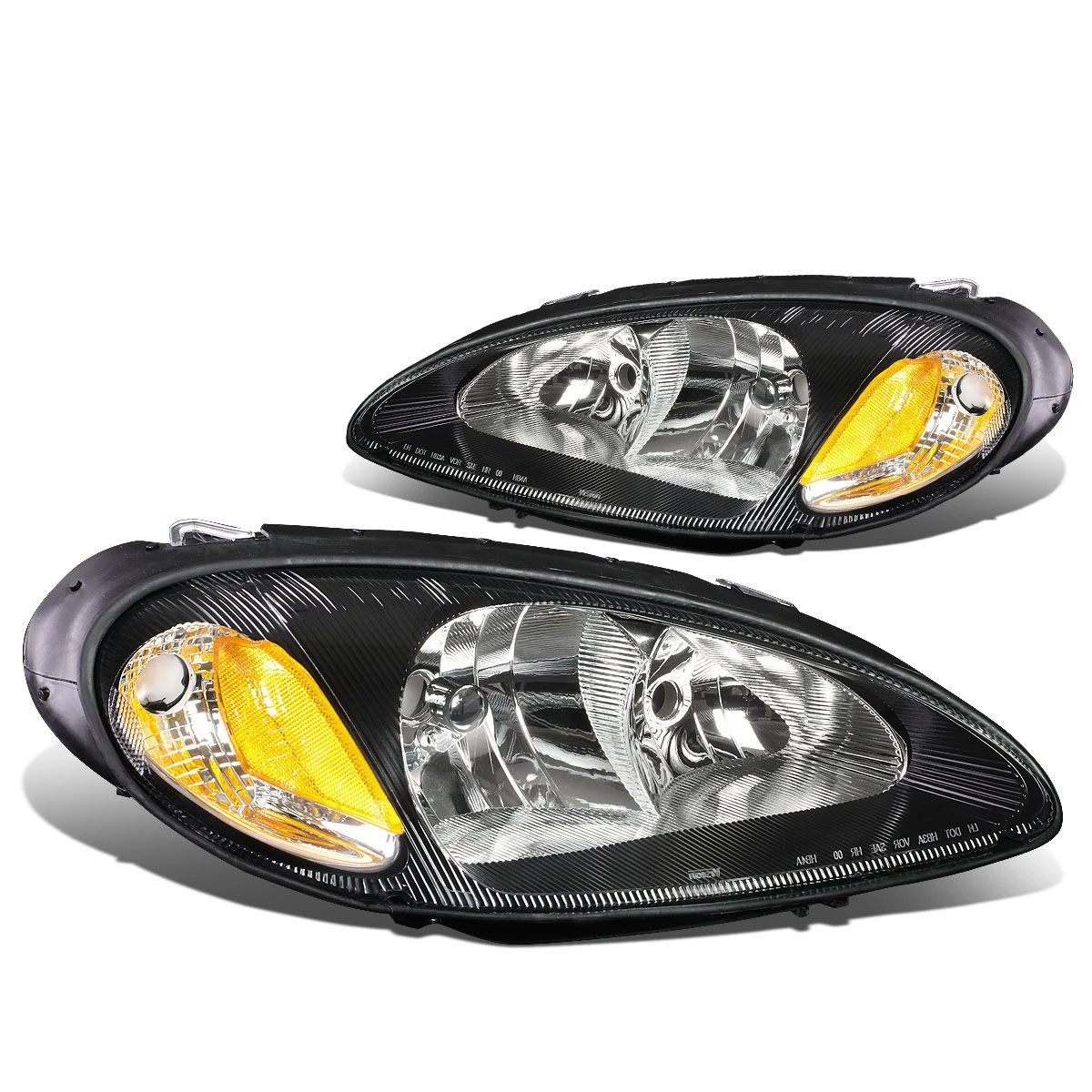 01-05 Chrysler Pt Cruiser OE-Style Replacement Headlights - Black/Amber 2 01-05 Chrysler Pt Cruiser OE-Style Replacement Headlights - Black/Amber - Image 2