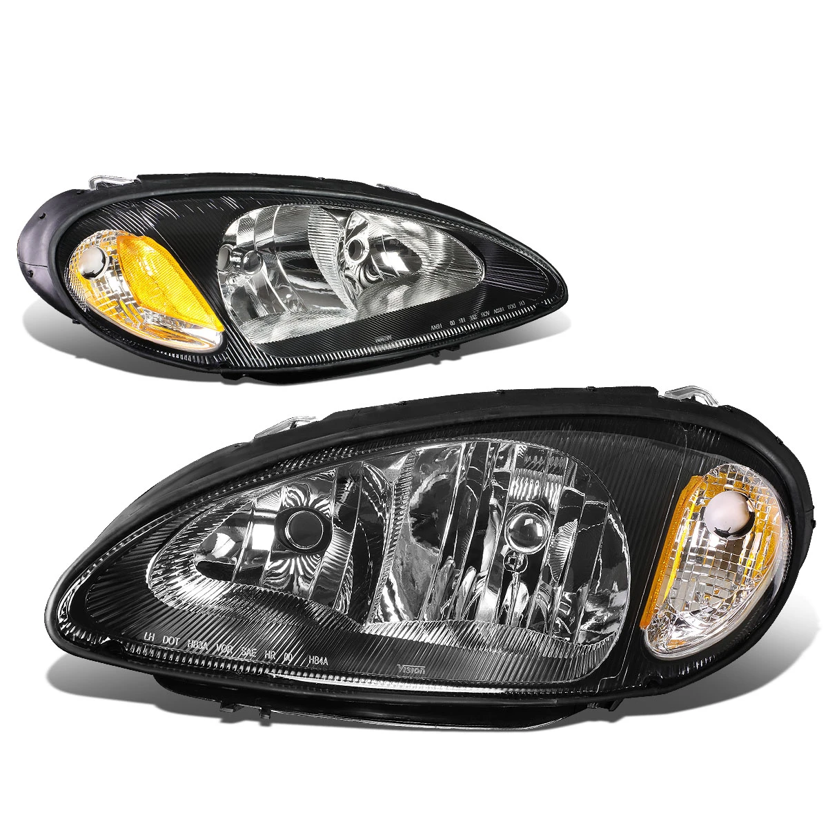 01-05 Chrysler Pt Cruiser OE-Style Replacement Headlights - Black/Amber 3 01-05 Chrysler Pt Cruiser OE-Style Replacement Headlights - Black/Amber - Image 3
