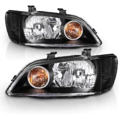 02-03 Mitsubishi Lancer Crystal Replacement Headlights - Black