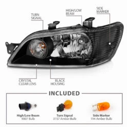 02-03 Mitsubishi Lancer Crystal Replacement Headlights - Black -High-Efficiency Car Light Store 02 03 mitsubishi lancer crystal replacement headlights black 123