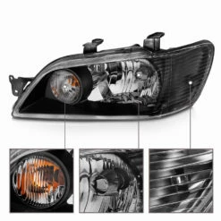 02-03 Mitsubishi Lancer Crystal Replacement Headlights - Black -High-Efficiency Car Light Store 02 03 mitsubishi lancer crystal replacement headlights black 126