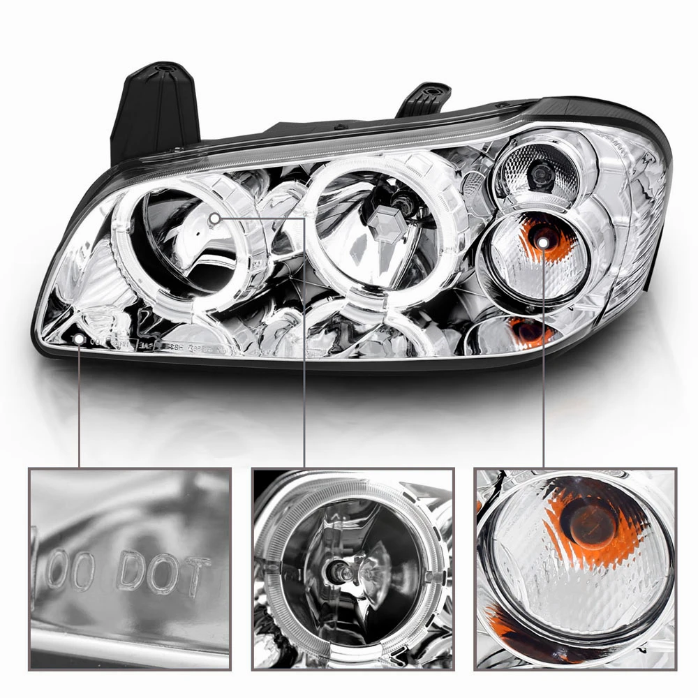 02-03 Nissan Maxima Dual Halo Euro Crystal Headlights - Chrome 5 02-03 Nissan Maxima Dual Halo Euro Crystal Headlights - Chrome - Image 5