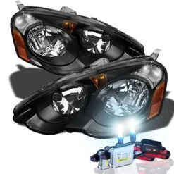 HID Combo 02-04 Acura RSX JDM Style Crystal Headlights - Black