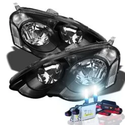 02-04 Acura RSX JDM Style Crystsal Headlights + HID Kit - Black / Clear