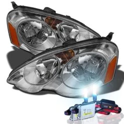 HID Combo 02-04 Acura RSX JDM Style Crystal Headlights - Chrome
