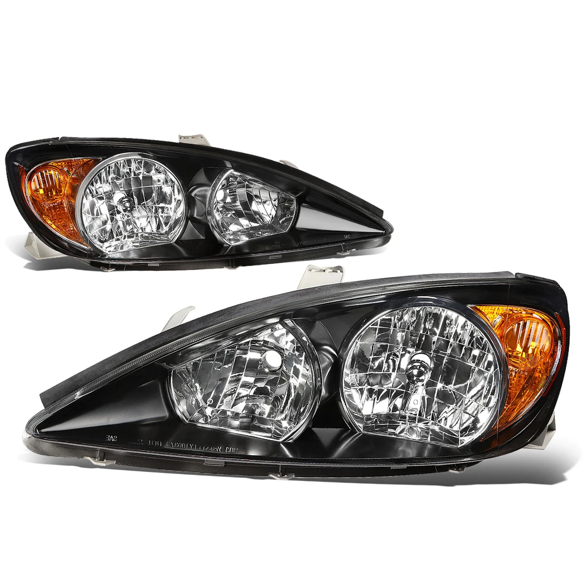 02-04 Toyota Camry OE-Style Replacement Headlights - Black / Amber 3 02-04 Toyota Camry OE-Style Replacement Headlights - Black / Amber - Image 3