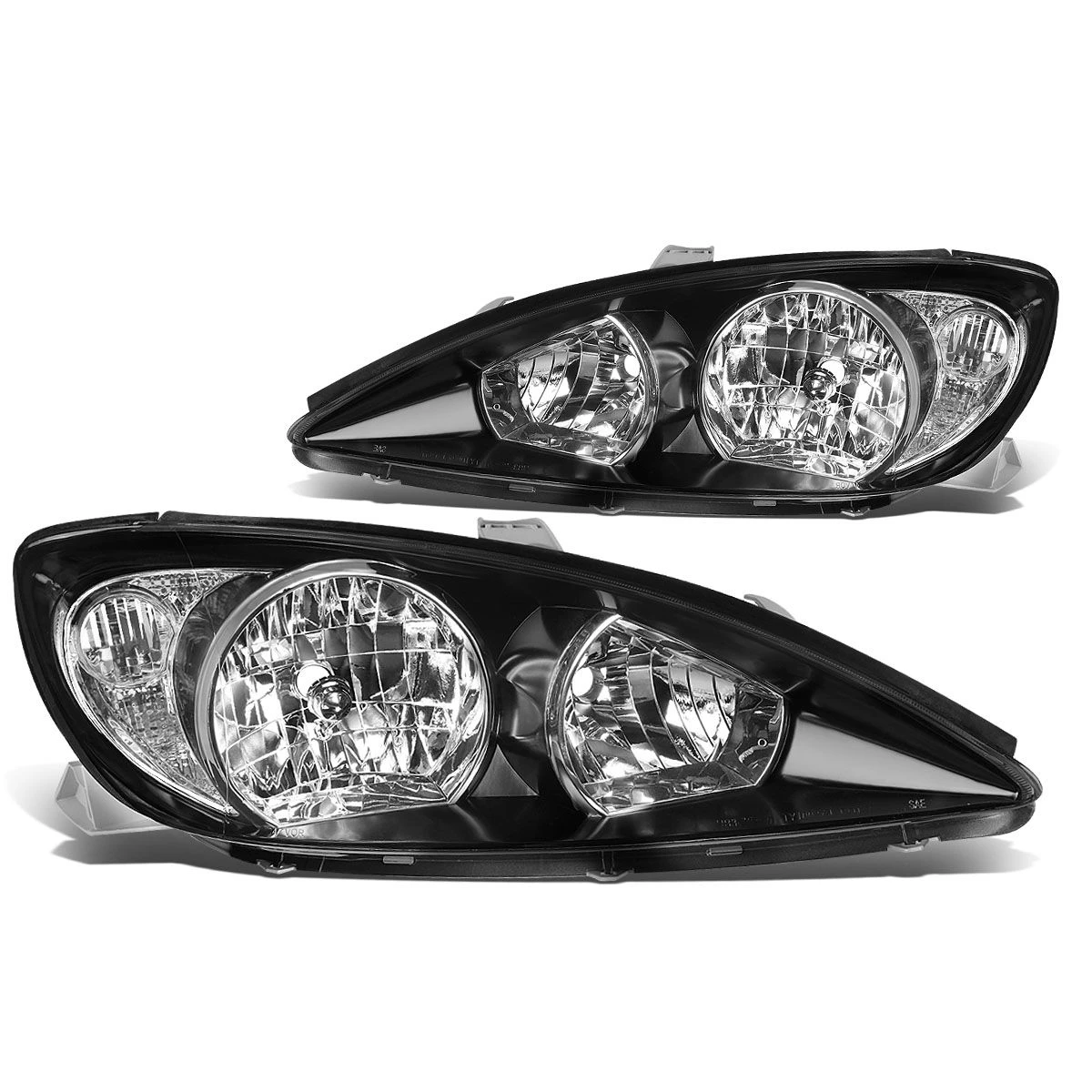 02-04 Toyota Camry OE-Style Replacement Headlights - Black / Clear 2 02-04 Toyota Camry OE-Style Replacement Headlights - Black / Clear - Image 2