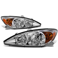 02-04 Toyota Camry OE-Style Replacement Headlights - Chrome / Amber -High-Efficiency Car Light Store 02 04 toyota camry oe style replacement headlights chrome amber 96