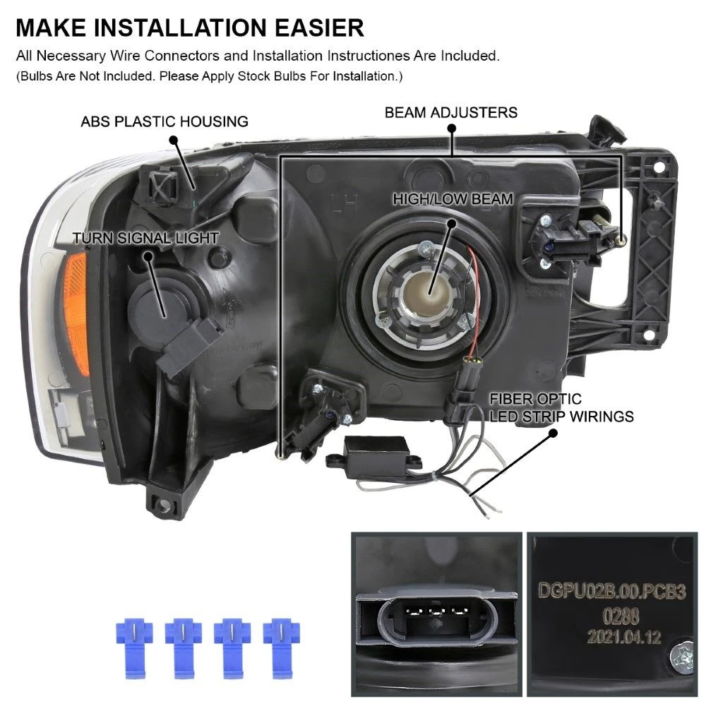 02-05 Dodge Ram 1500|03-05 Ram 2500/3500 LED Tube Factory Style Headlights - Chrome 2 02-05 Dodge Ram 1500|03-05 Ram 2500/3500 LED Tube Factory Style Headlights - Chrome - Image 2