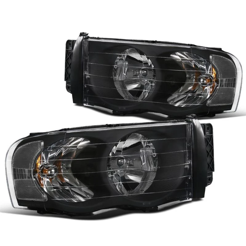 02-05 Dodge Ram 1500 2500 3500 Euro Crystal Headlights - Black 1 02-05 Dodge Ram 1500 2500 3500 Euro Crystal Headlights - Black