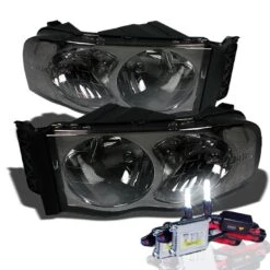 02-05 Dodge Ram Pickup Euro Style Crystal Headlights - Smoked