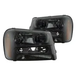 02-09 Chevy Trailblazer Replacement Headlights - Black Smoked