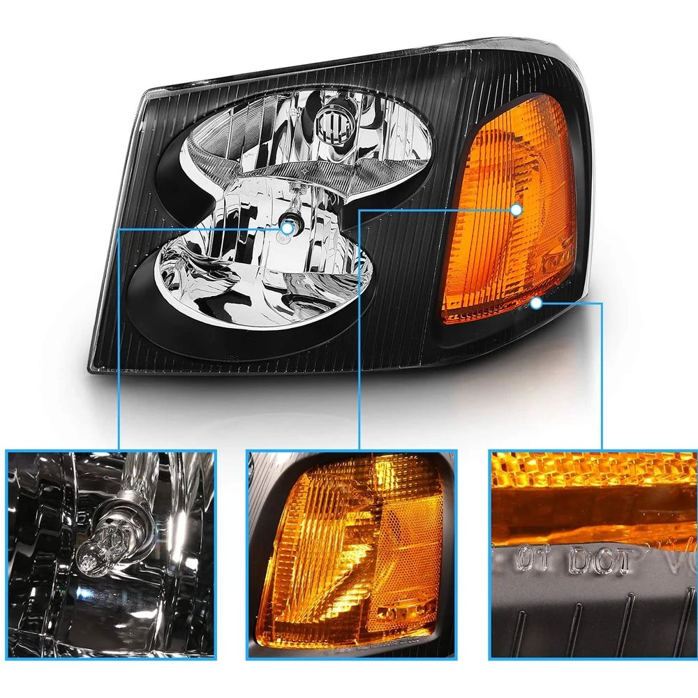 CG 2002-2009 GMC Envoy Crystal Replacement Headlights - Black 2 CG 2002-2009 GMC Envoy Crystal Replacement Headlights - Black - Image 2