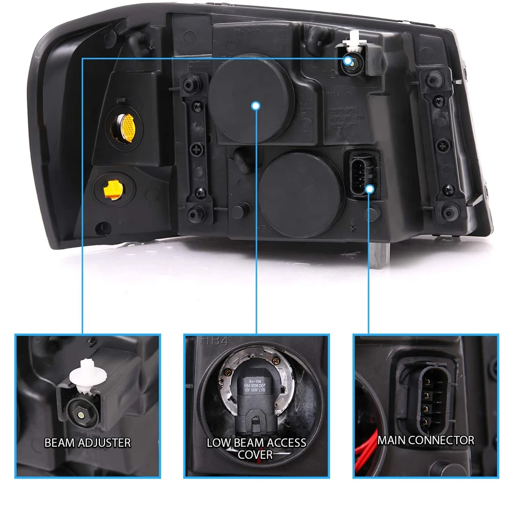 CG 2002-2009 GMC Envoy Crystal Replacement Headlights - Black 4 CG 2002-2009 GMC Envoy Crystal Replacement Headlights - Black - Image 4