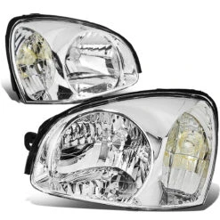 03-06 Santa Fe Factory Style Replacement Headlights - Chrome / Clear -High-Efficiency Car Light Store 03 06 santa fe factory style replacement headlights chrome clear 65