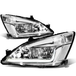 03-07 Honda Accord LED DRL Strip Crystal Headlights - Chrome Clear -High-Efficiency Car Light Store 03 07 honda accord led drl strip crystal headlights chrome clear 125