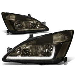 03-07 Honda Accord LED DRL Strip Crystal Headlights - Smoked Clear -High-Efficiency Car Light Store 03 07 honda accord led drl strip crystal headlights smoked clear 133
