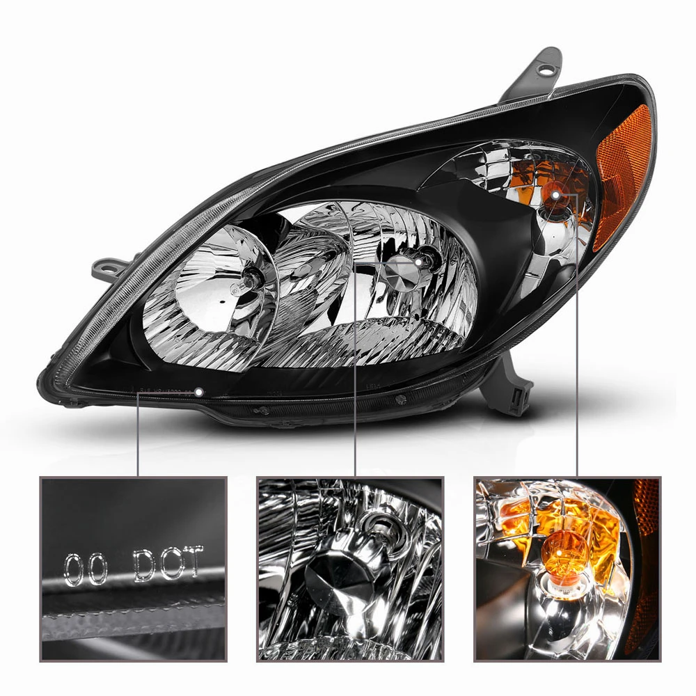 03-08 Toyota Matrix Euro Crystal Replacement Headlights - Black 4 03-08 Toyota Matrix Euro Crystal Replacement Headlights - Black - Image 4