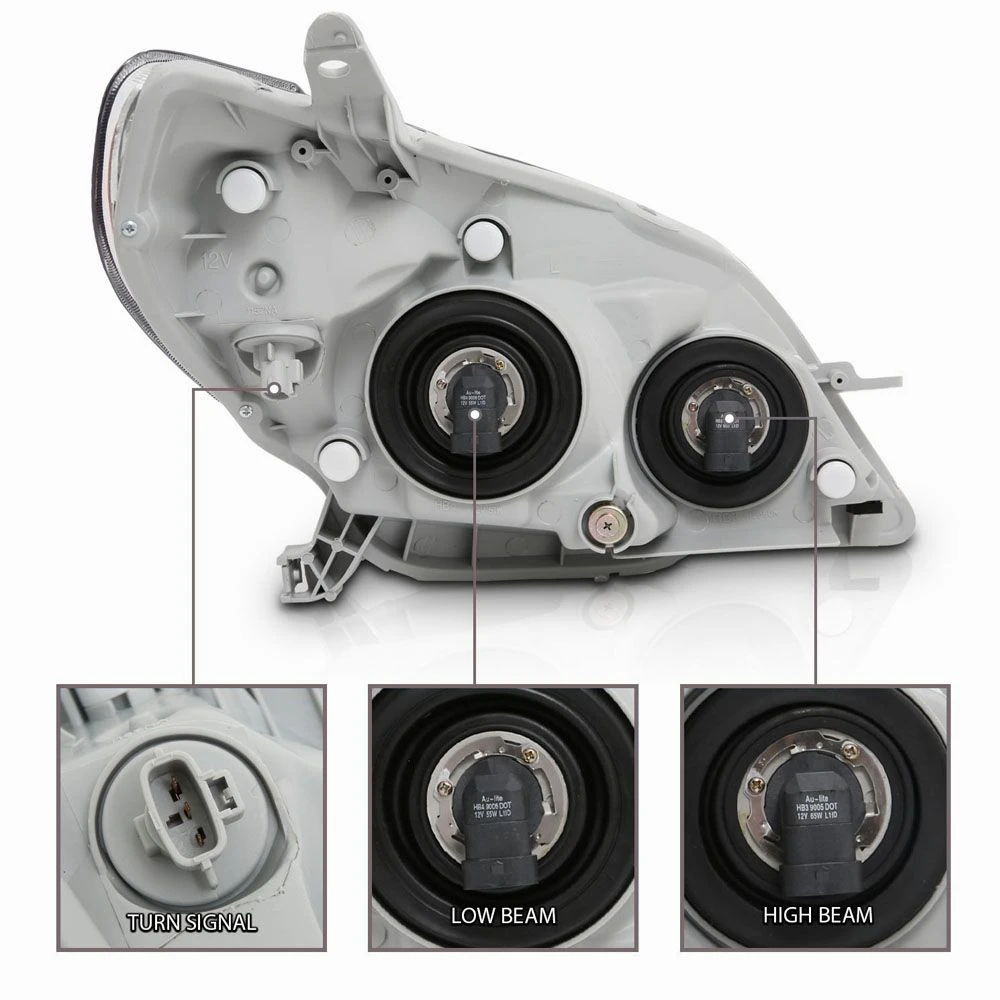 03-08 Toyota Matrix Euro Crystal Replacement Headlights - Black 2 03-08 Toyota Matrix Euro Crystal Replacement Headlights - Black - Image 2