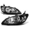 04-05 Honda Civic 2DR Coupe JDM Style Crystal Headlights - Black