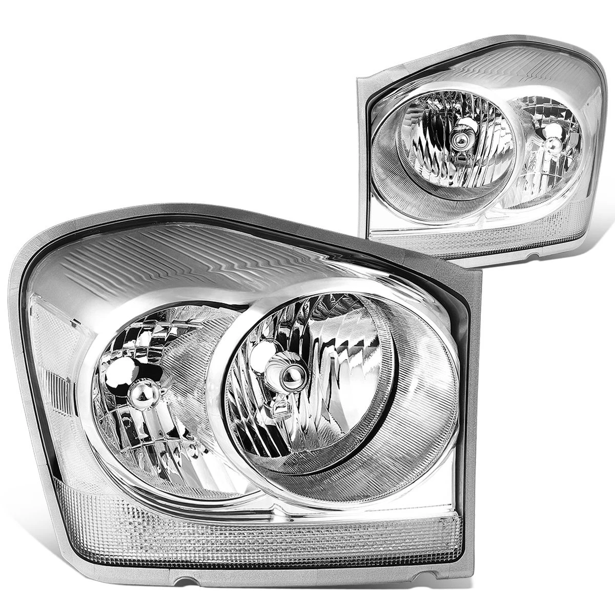 04-06 Dodge Durango OE-Style Replacement Headlights - Chrome / Clear 2 04-06 Dodge Durango OE-Style Replacement Headlights - Chrome / Clear - Image 2