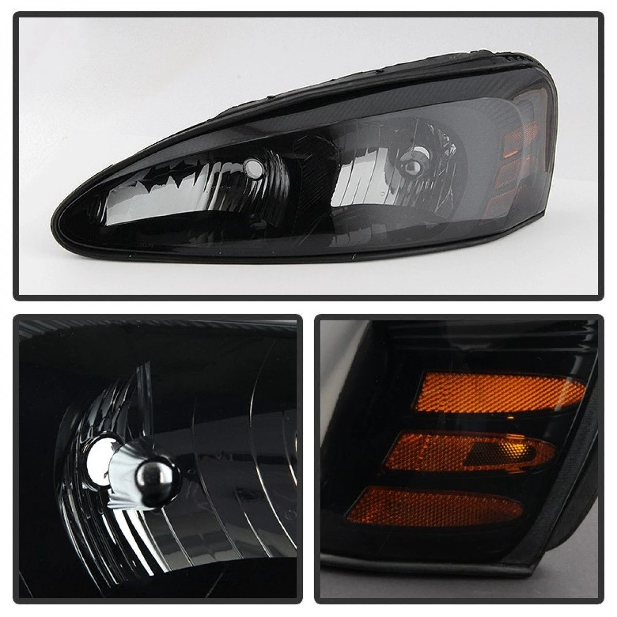 04-08 Pontiac Grand Prix Replacement Headlights - Black Smoked 2 04-08 Pontiac Grand Prix Replacement Headlights - Black Smoked - Image 2