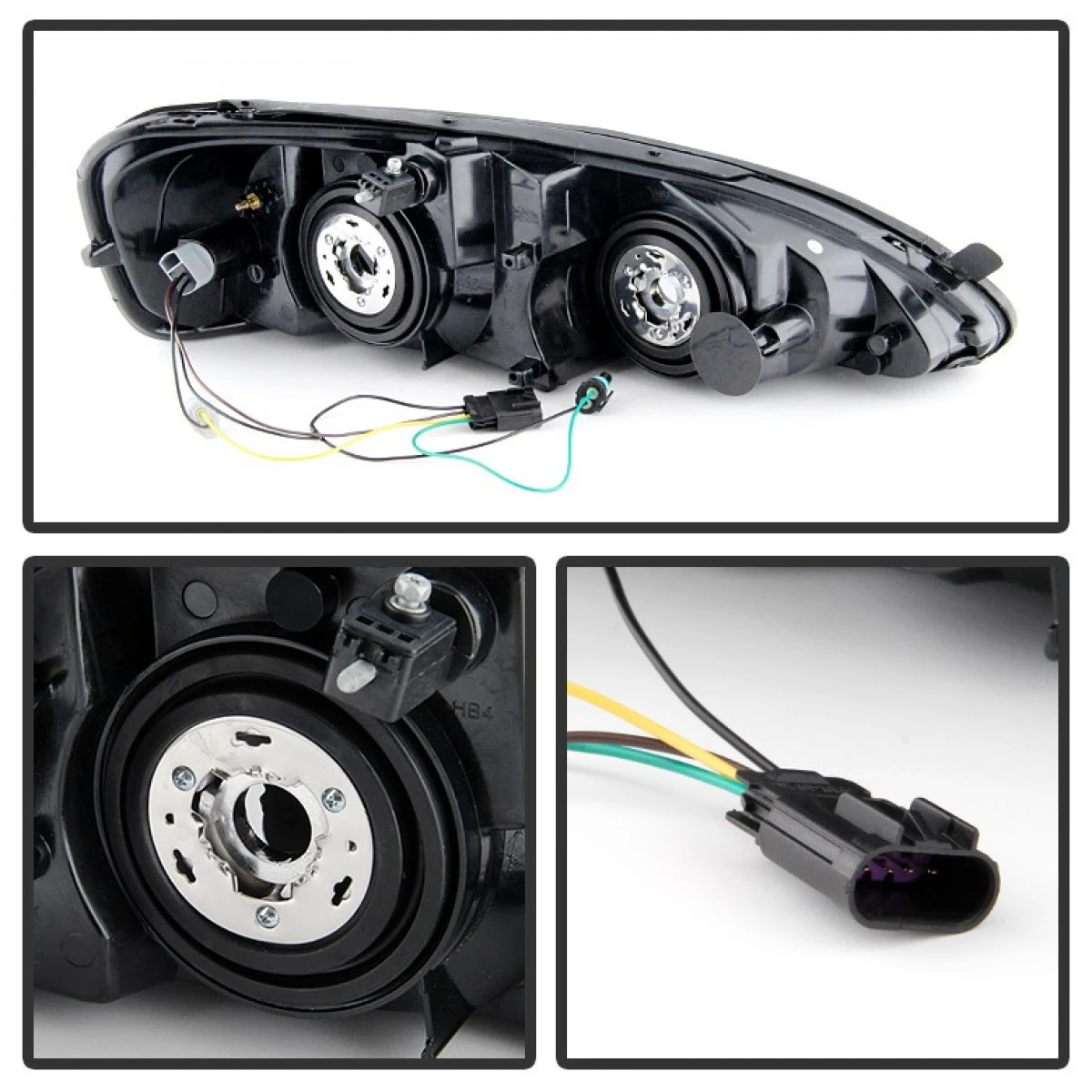 04-08 Pontiac Grand Prix Replacement Headlights - Black Smoked 3 04-08 Pontiac Grand Prix Replacement Headlights - Black Smoked - Image 3