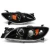 04-09 Mazda 3 4-Door Sedan Projector Headlights - Black / Amber