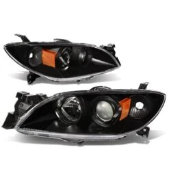 04-09 Mazda 3 4-Door Sedan Projector Headlights - Black / Amber