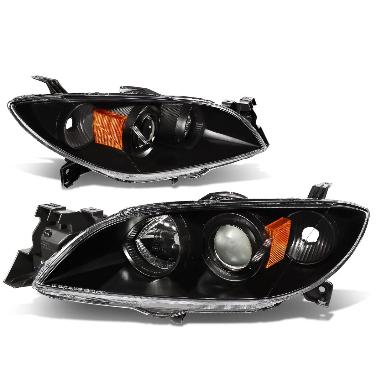 04-09 Mazda 3 4-Door Sedan Projector Headlights - Black / Amber 1 04-09 Mazda 3 4-Door Sedan Projector Headlights - Black / Amber