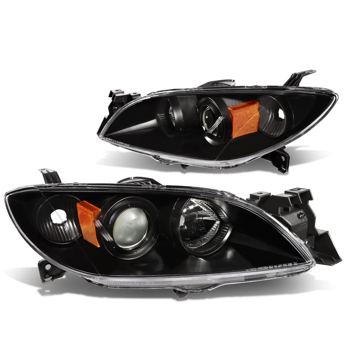 04-09 Mazda 3 4-Door Sedan Projector Headlights - Black / Amber 2 04-09 Mazda 3 4-Door Sedan Projector Headlights - Black / Amber - Image 2