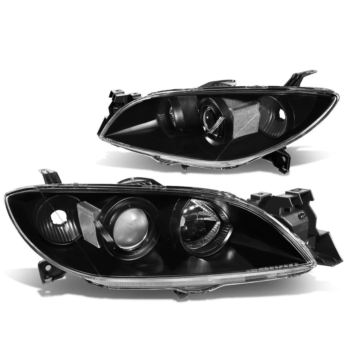 04-09 Mazda 3 4-Door Sedan Projector Headlights - Black / Clear 2 04-09 Mazda 3 4-Door Sedan Projector Headlights - Black / Clear - Image 2