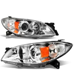 04-09 Mazda 3 4-Door Sedan Projector Headlights - Chrome / Amber -High-Efficiency Car Light Store 04 09 mazda 3 4 door sedan projector headlights chrome amber 146