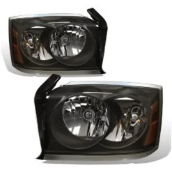 05-07 Dodge Dakota Factory Style Headlights - Black / Amber