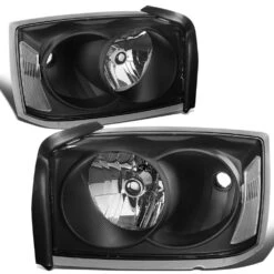 05-07 Dodge Dakota Factory-Style Headlights - Black Clear